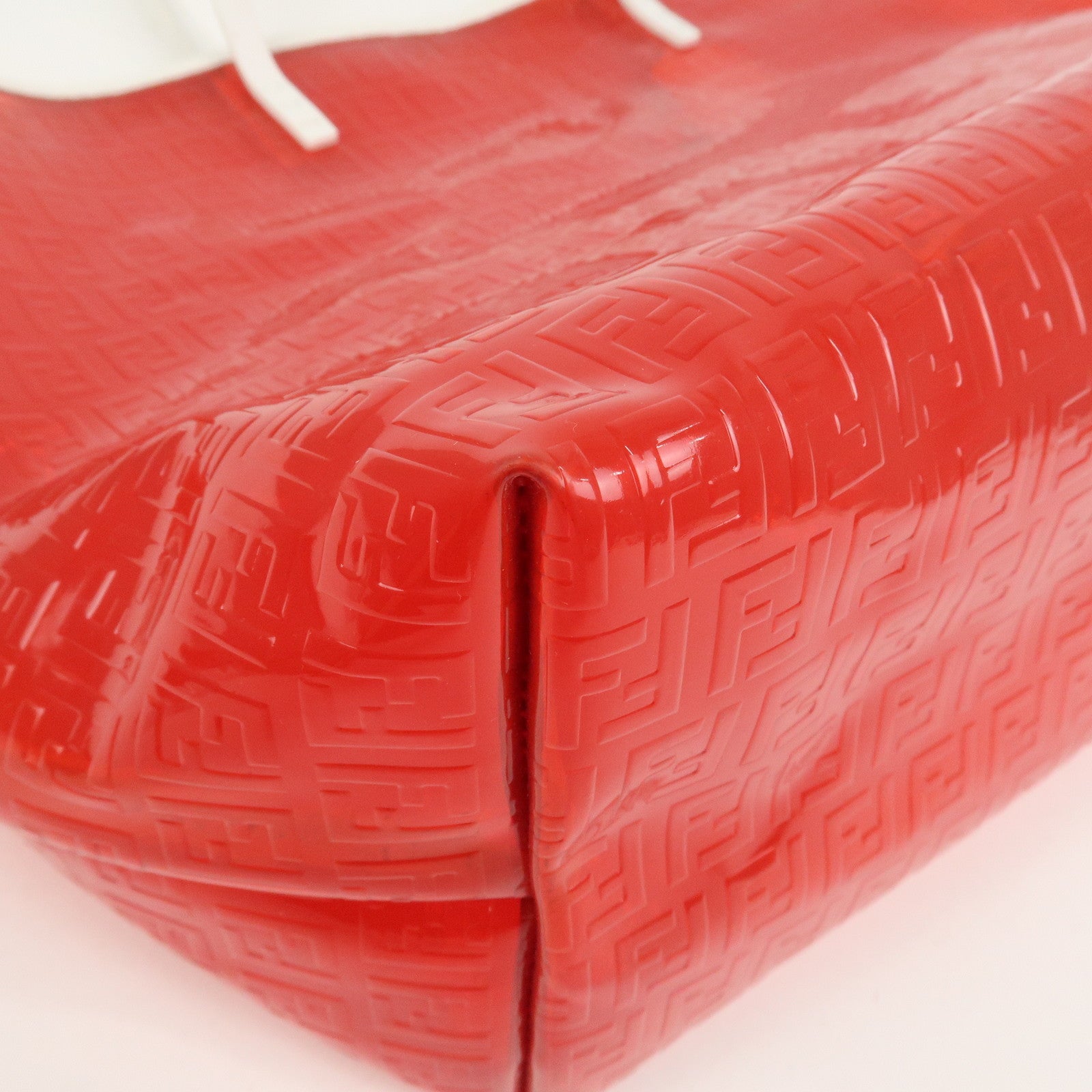 FENDI Zucchino Plastic Leather Tote Bag Shoulder Bag Orange 8BH005