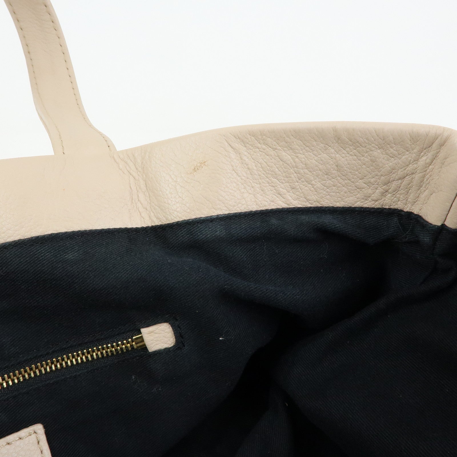 Chloe See by Chole Leather Tote Bag Hand Bag Pouch Beige