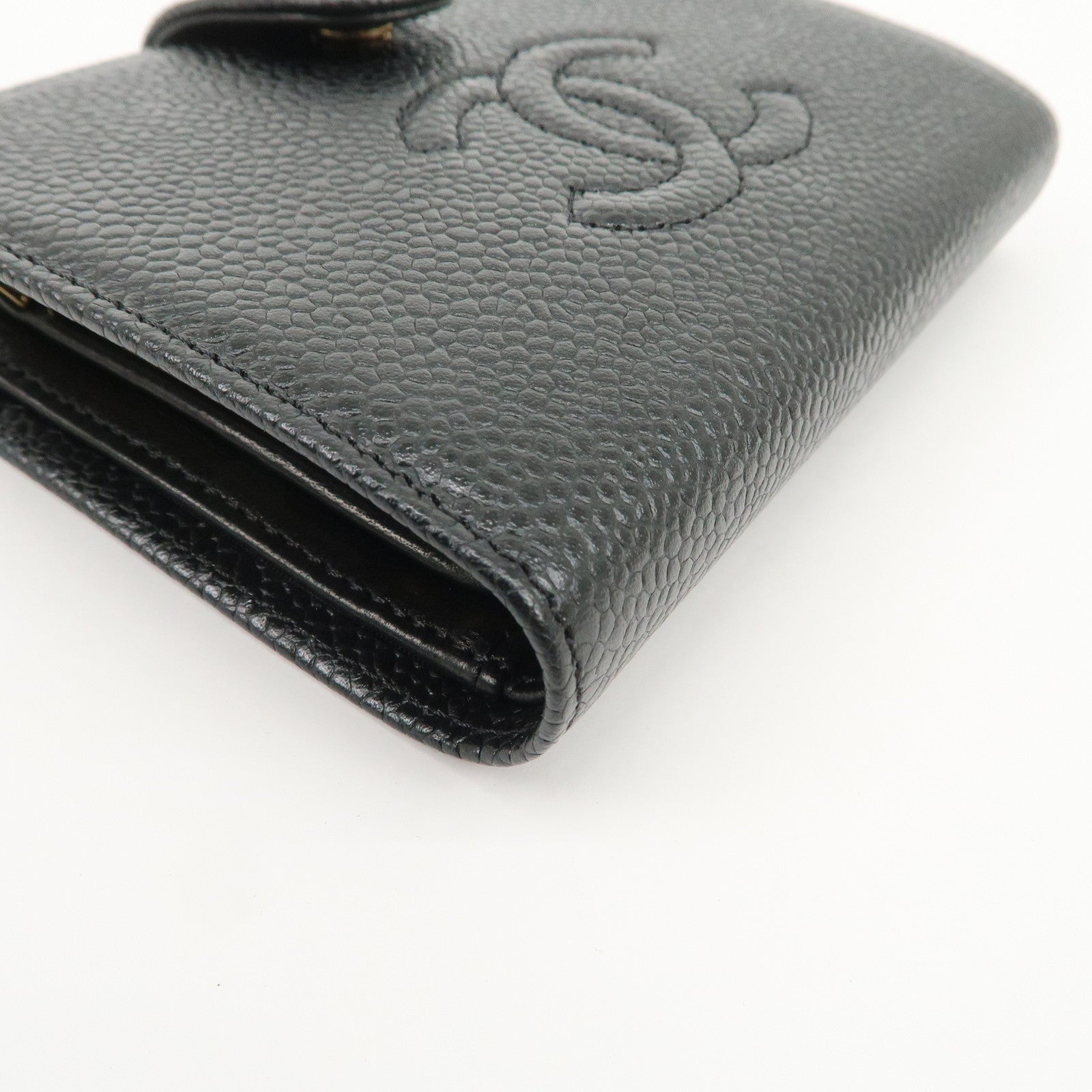 CHANEL COCO Mark Caviarskin Bi-fold Small Wallet Black A13497