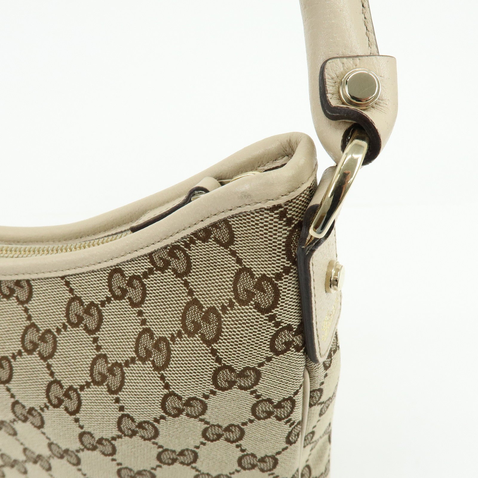 GUCCI Abbey GG Canvas Leather Shoulder Bag Hand Bag Beige 130737