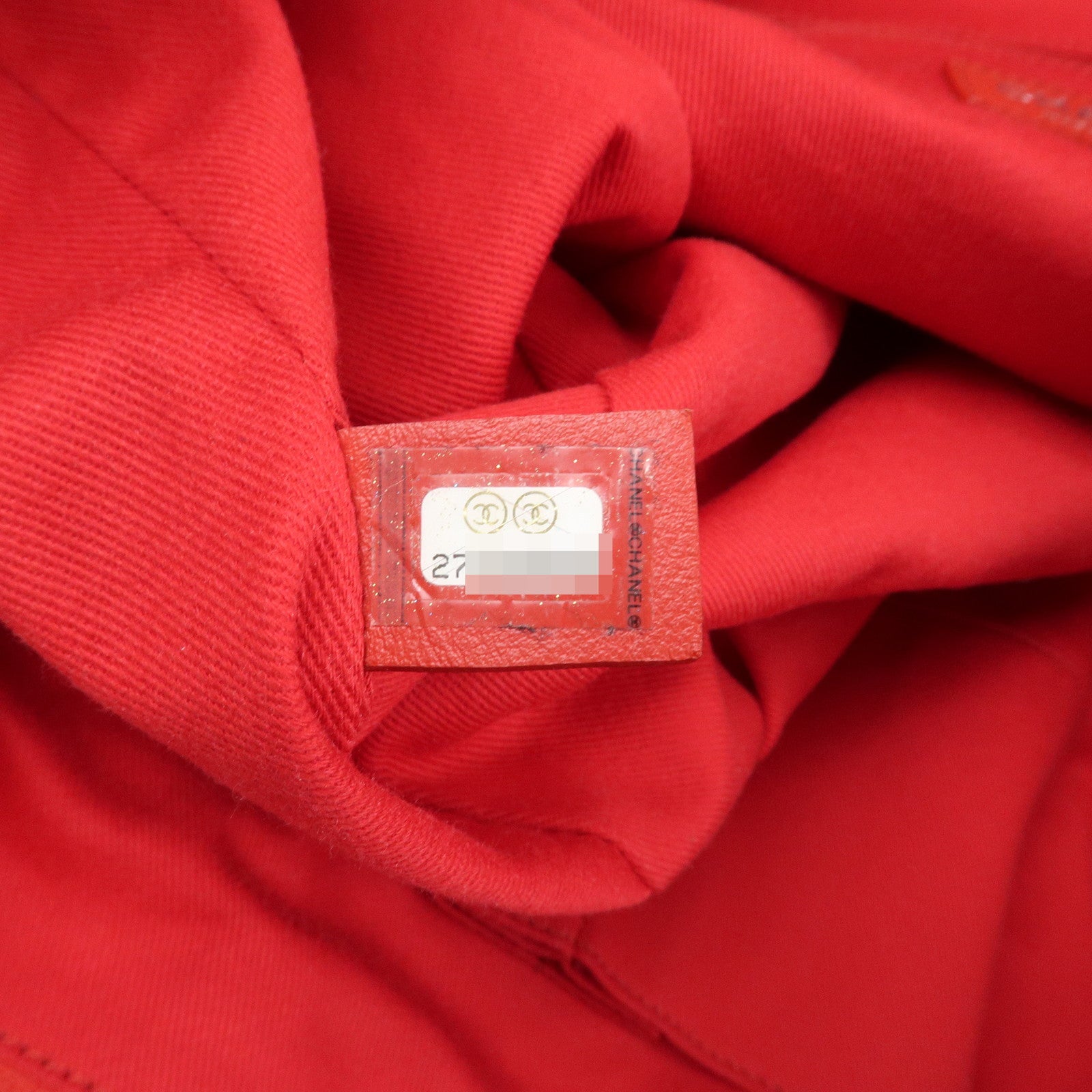 CHANEL COCO Mark Canvas Calf Leather Shopping Bag Large Red A57168