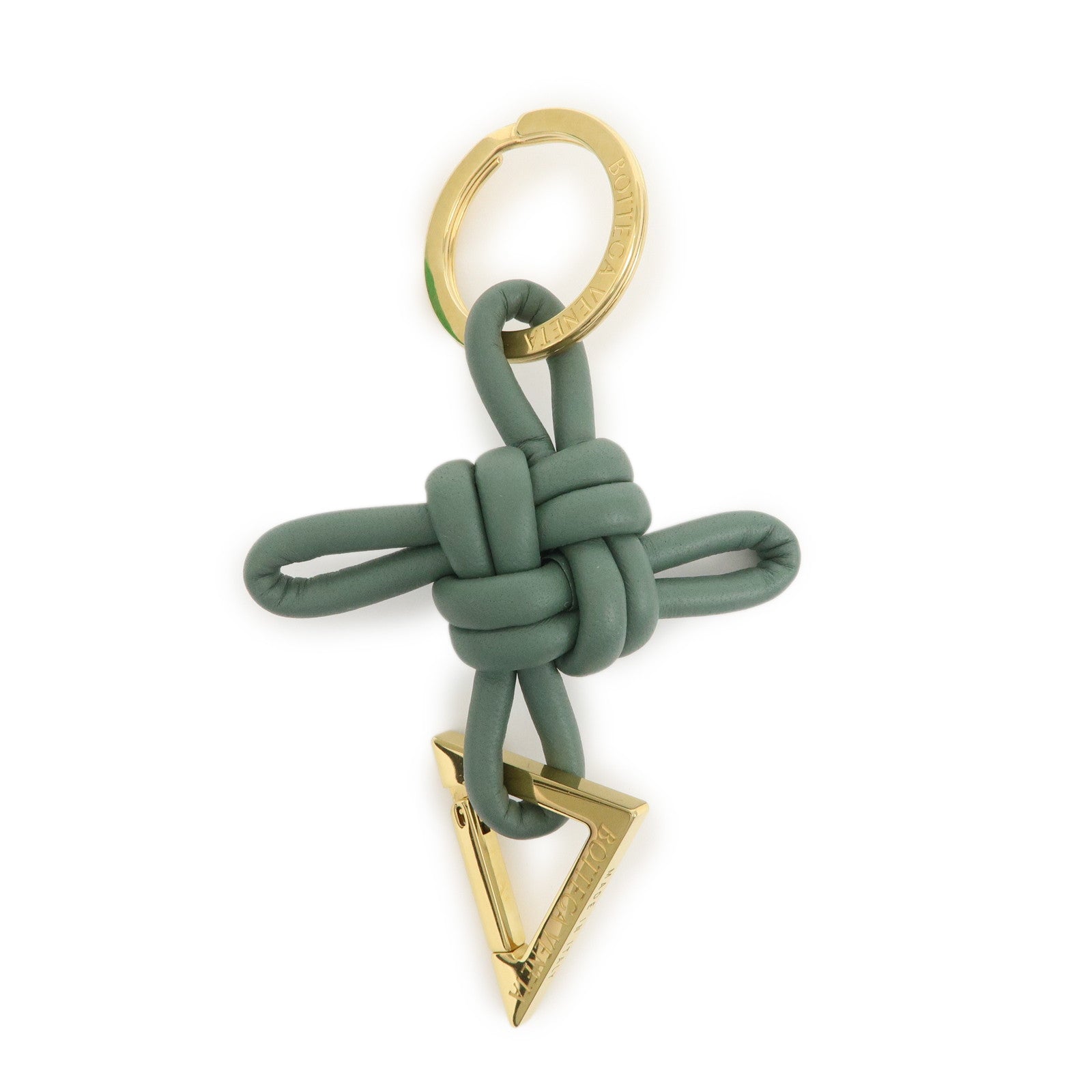 BOTTEGA VENETA Metal Leather Bag Charm Key Charm Green