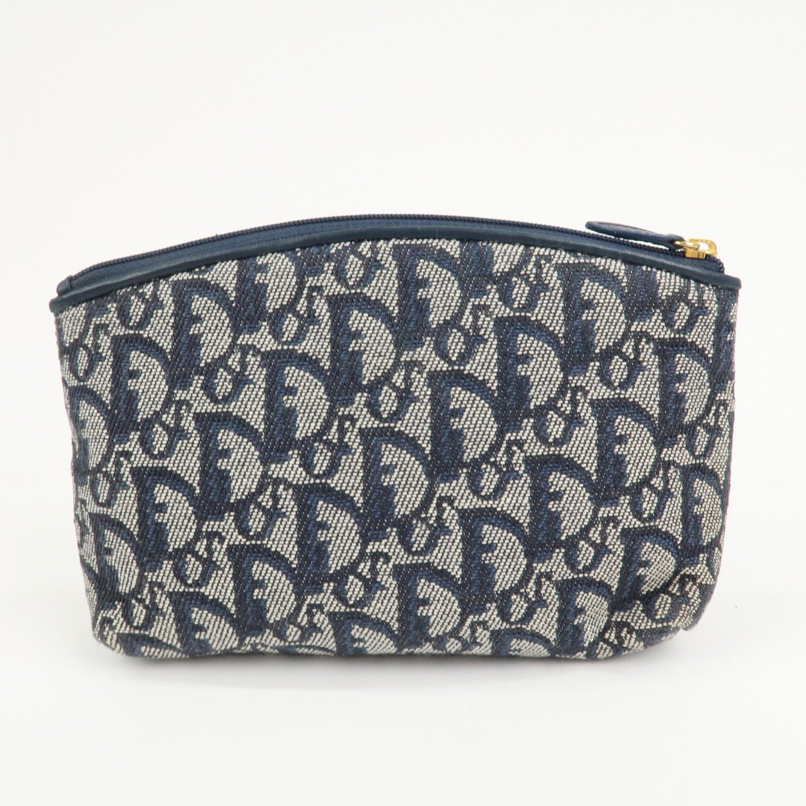 Christian Dior Trotter Canvas Leather Pouch Cosmetic Pouch Navy