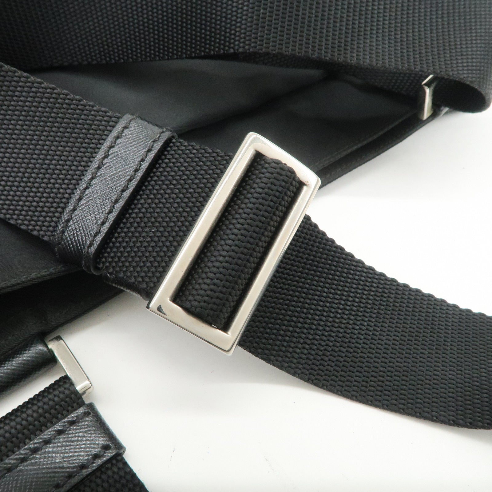 PRADA Nylon Saffiano Leather Shoulder Crossbody Bag Black VA0269