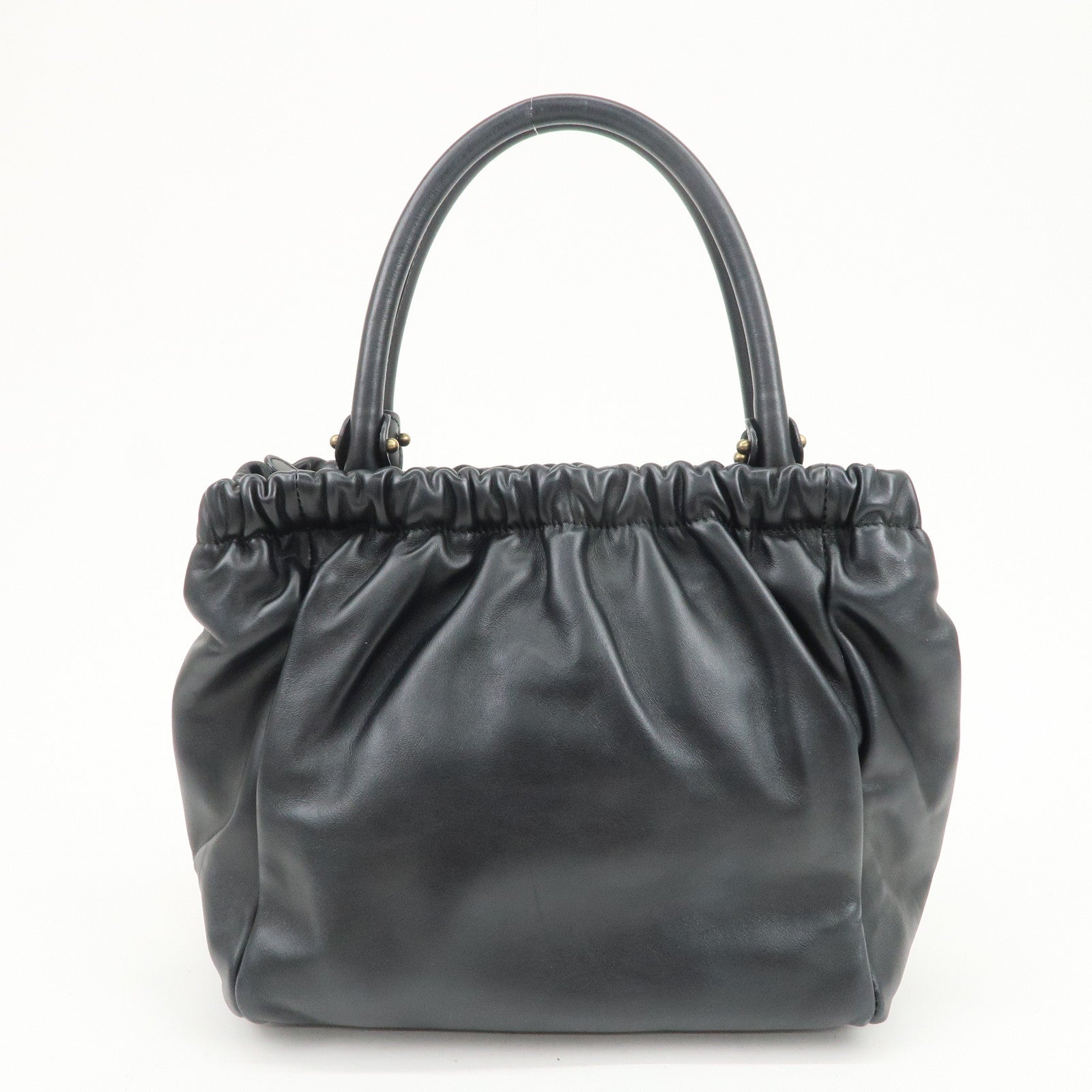 Ferragamo Vara Ribbon Leather 2Way Bag Hand Bag Shoulder Bag Black