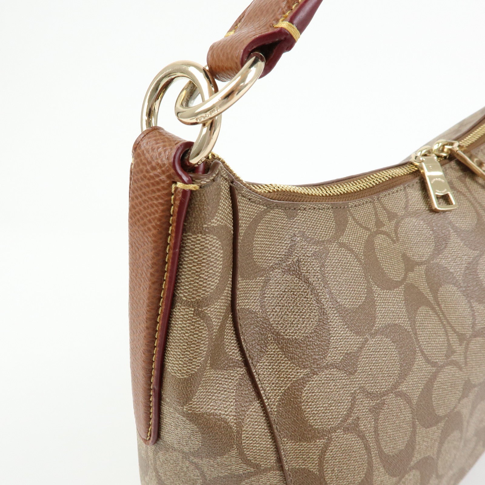 COACH Signature PVC Leather 2Way Shoulder Bag Hand Bag Brown