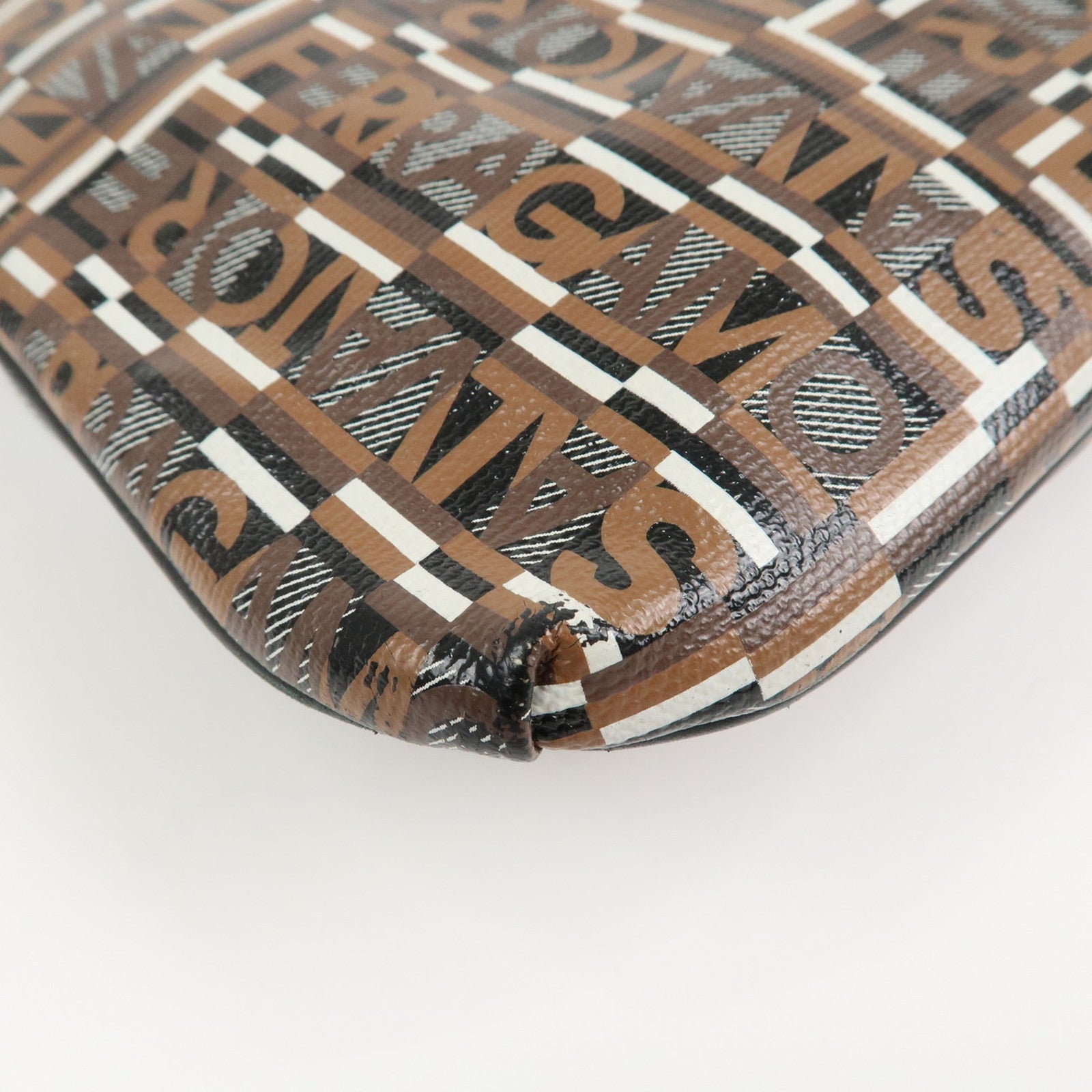 Ferragamo Leather PVC Shoulder Bag Black Brown White