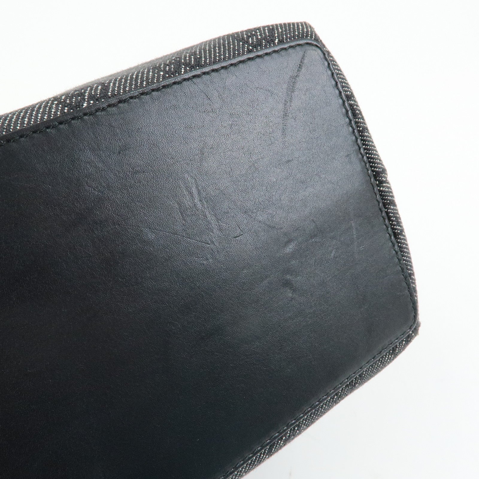 GUCCI GG Denim Leather Tote Bag Shoulder Bag Black 31243