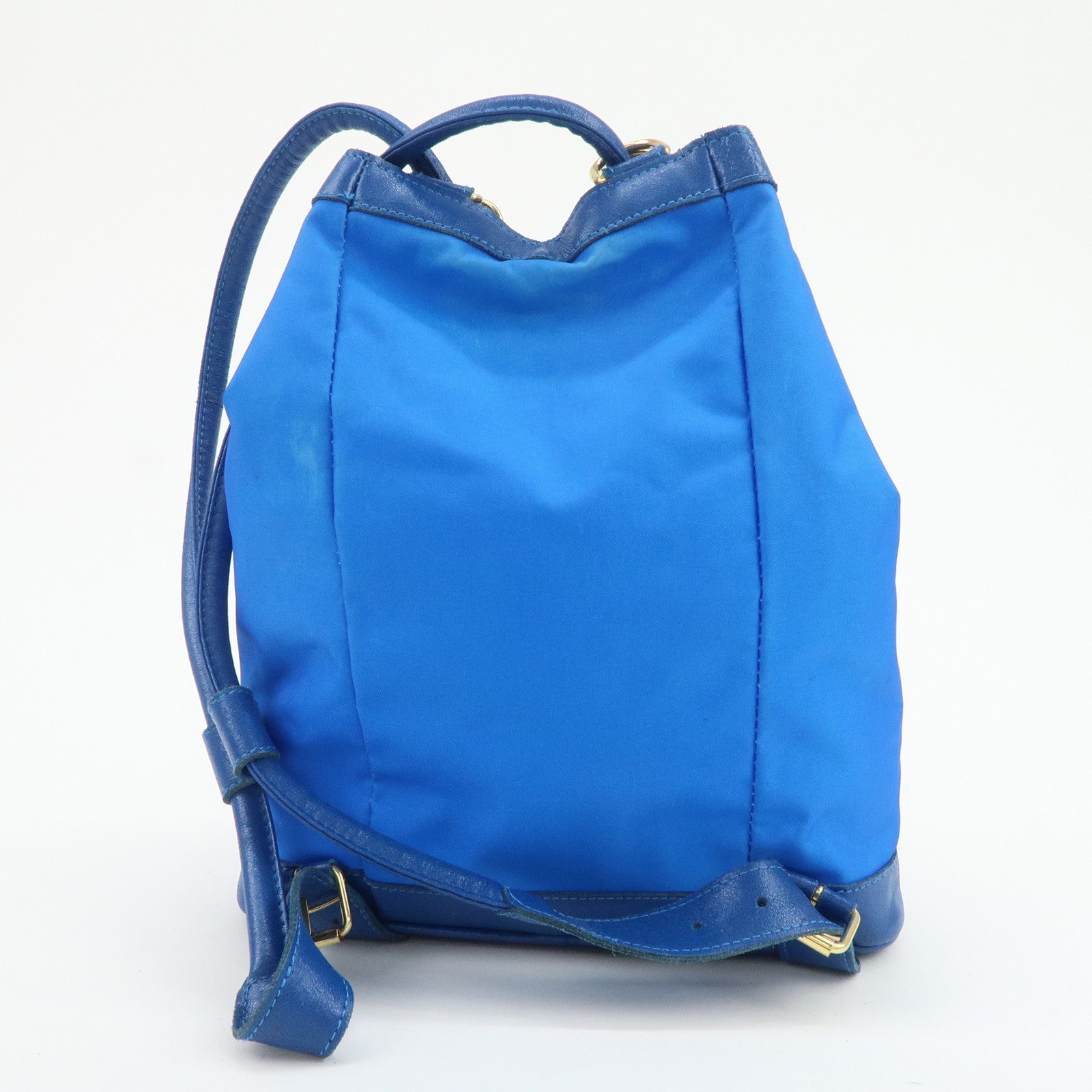 LOEWE Anagram Logo Nylon Leather Backpack Rucksack Blue