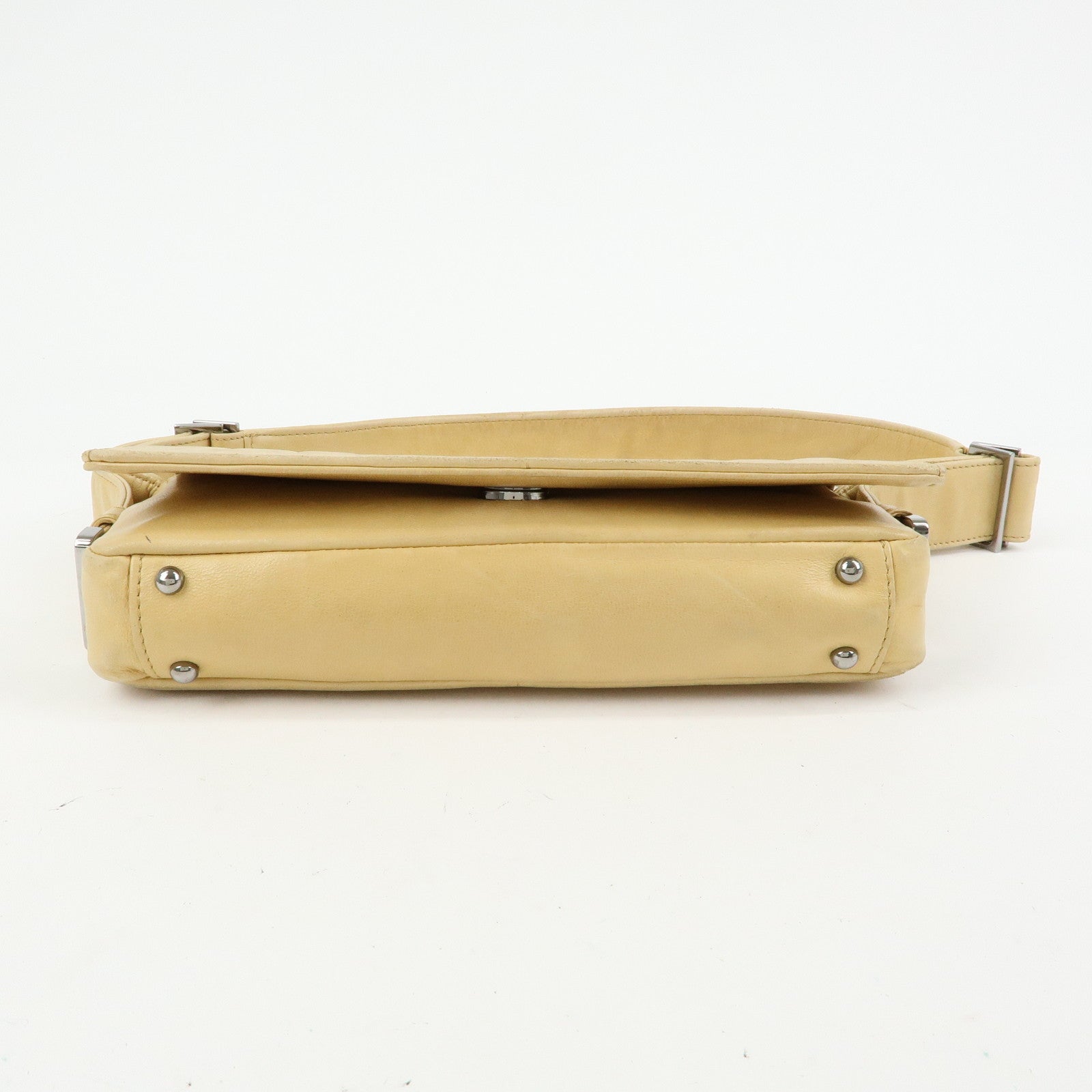 CHANEL Lamb Skin Shoulder Bag Hand Bag Beige