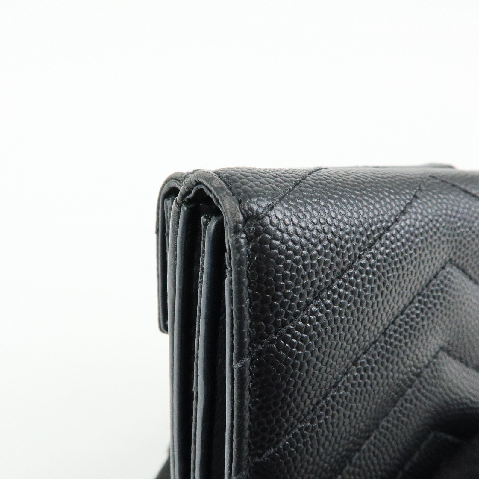 SAINT LAURENT PARIS Cassandre Leather Compact Wallet Black 505118