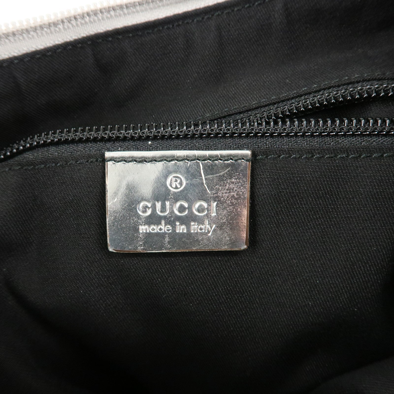 GUCCI Sherry GG Canvas Leather Shoulder Bag Silver 192756 Used