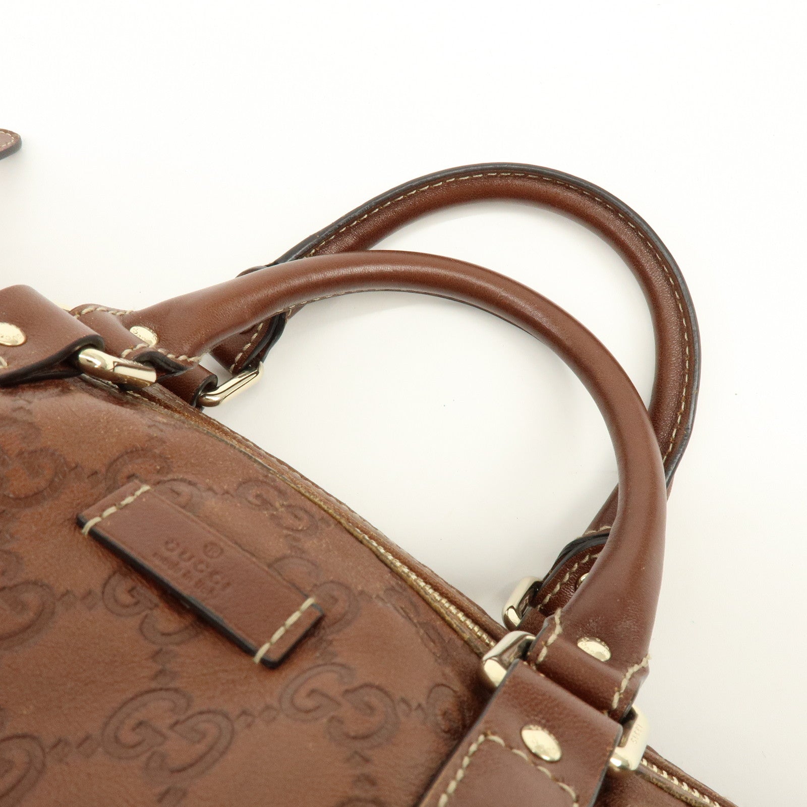 GUCCI Guccissima Leather Boston Bag Hand Bag Brown 193603