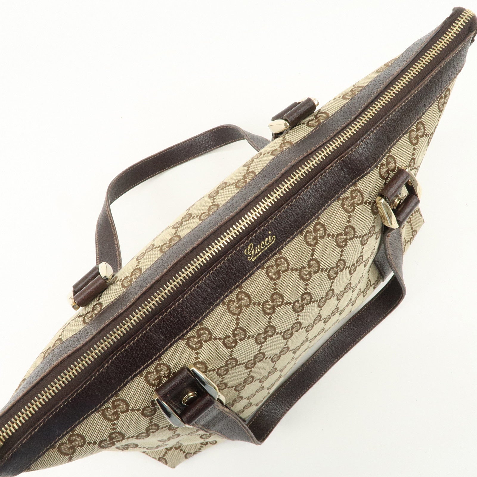 GUCCI Abbey GG Canvas Leather Tote Bag Hand Bag Beige 141470 Used