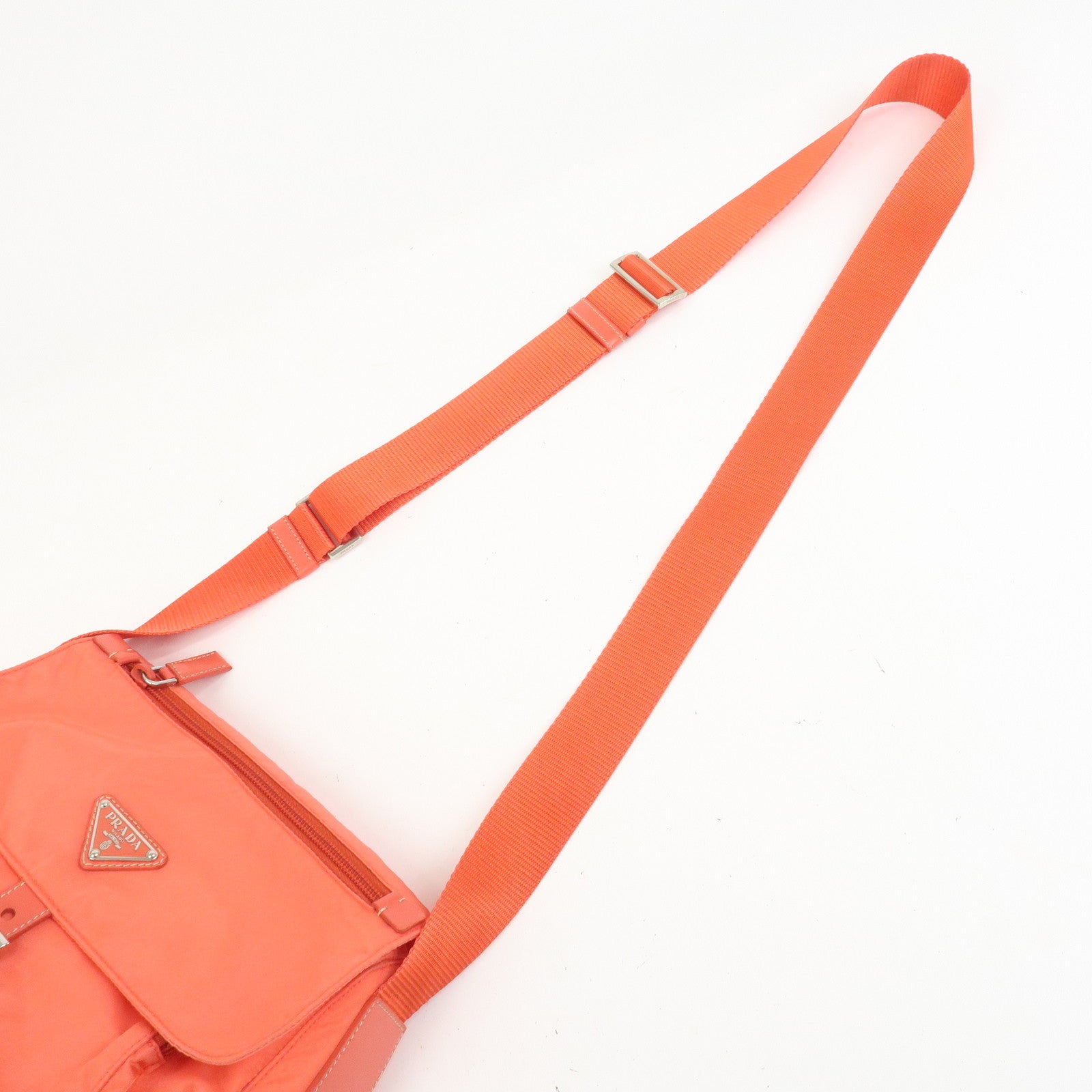 PRADA Triangle Logo Nylon Leather Shoulder Bag Crossbody Bag BT8994