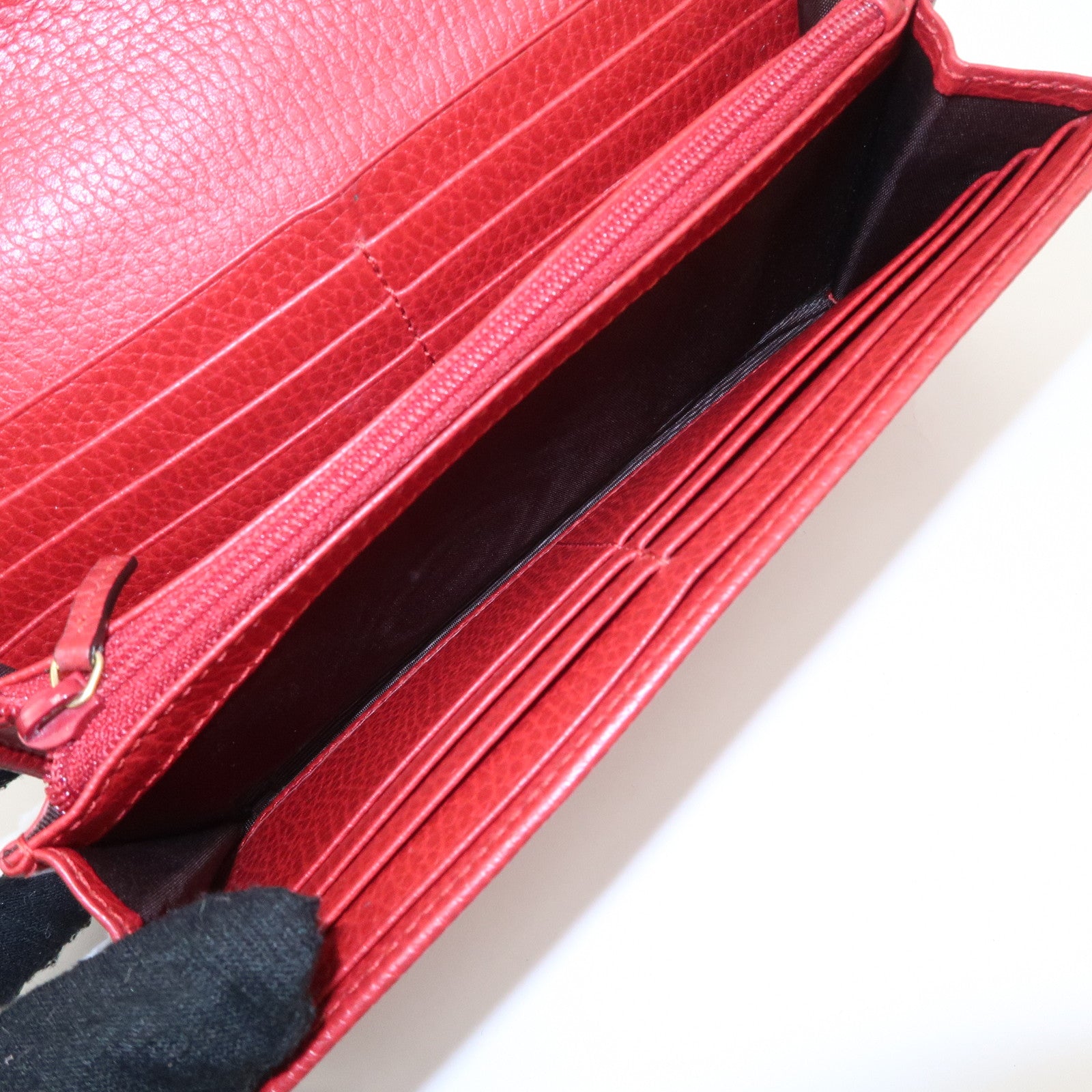 GUCCI GG Marmont Leather Continental Long Wallet Red 456116 Used