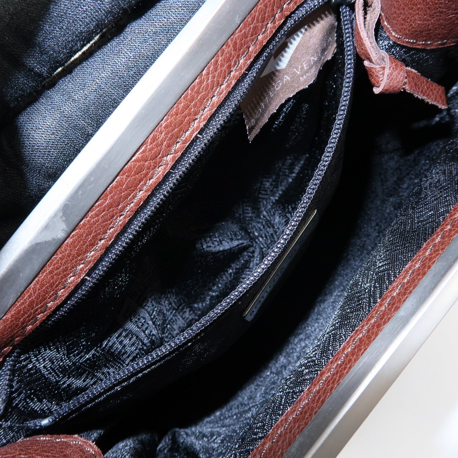 BOTTEGA VENETA Leather Square Hand Bag Brown