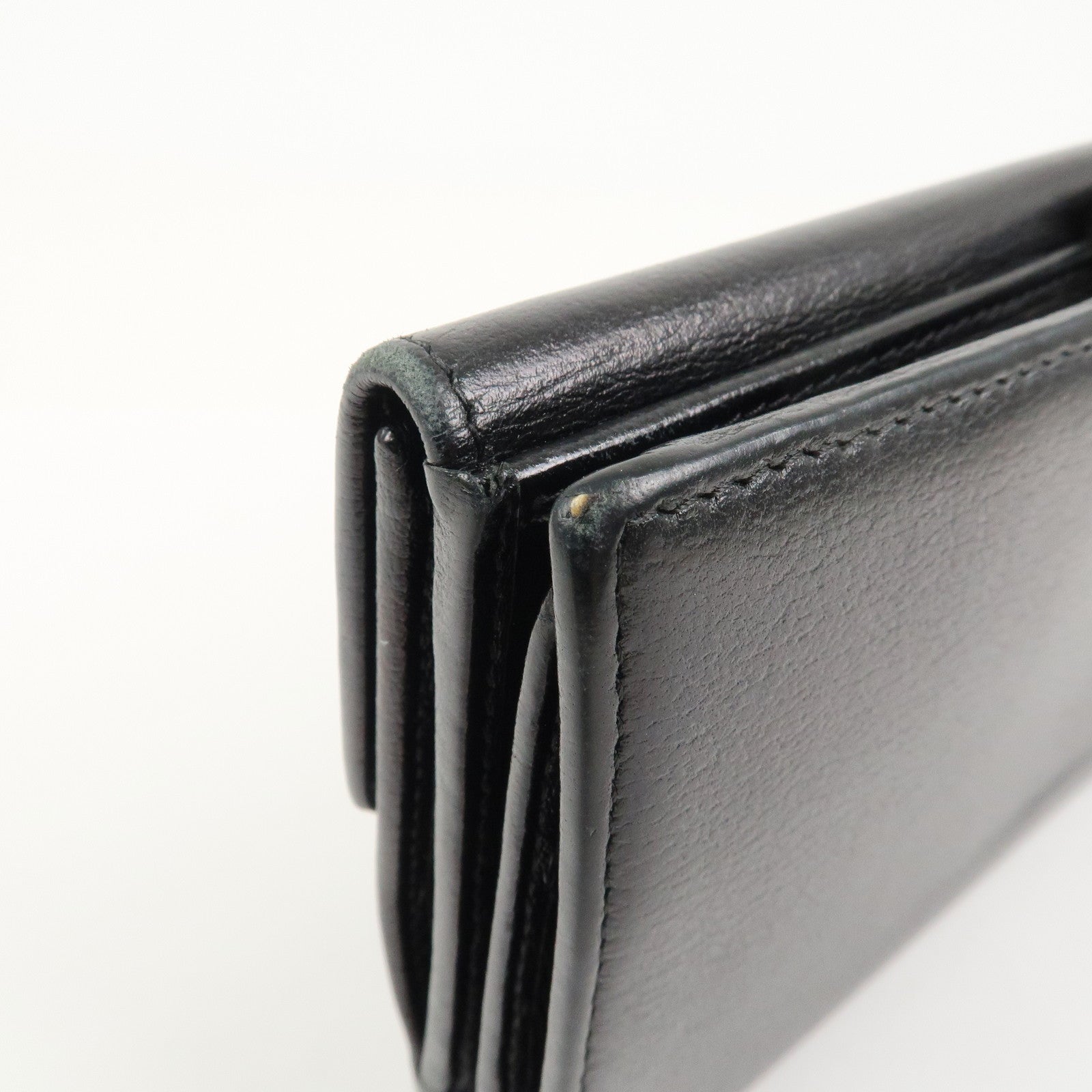 CHANEL Camellia COCO Mark Leather Bi-fold Long Wallet Black