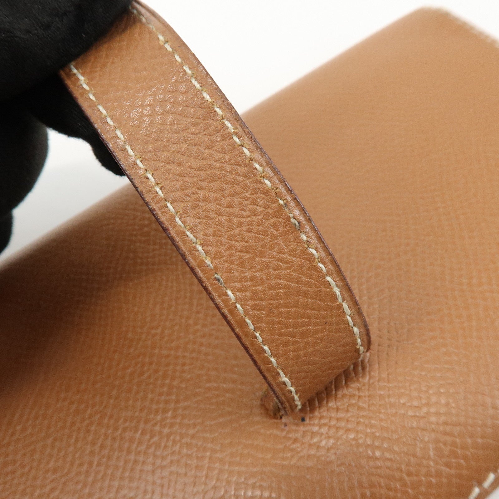 HERMES Béarn Classic Leather Long Wallet Chevrelle Gold