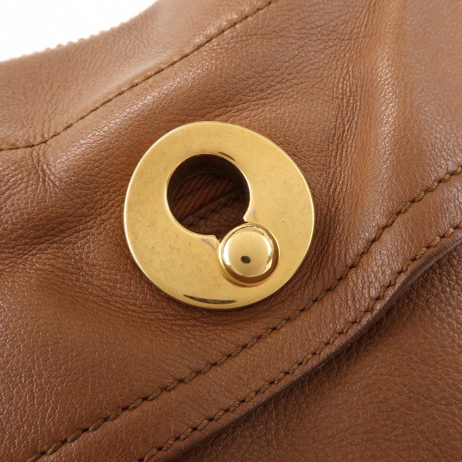 SAINT LAURENT PARIS Muse Two Leather Canvas Hand Bag Brown 229680