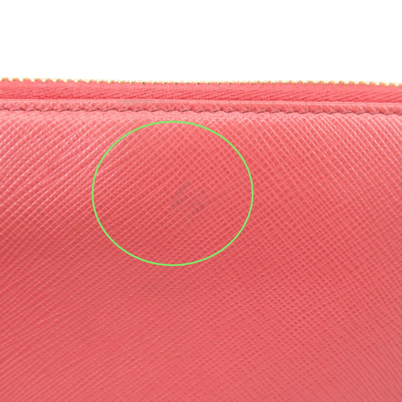 PRADA Logo Saffiano Leather Round Zippy Long Wallet Pink 1M0506