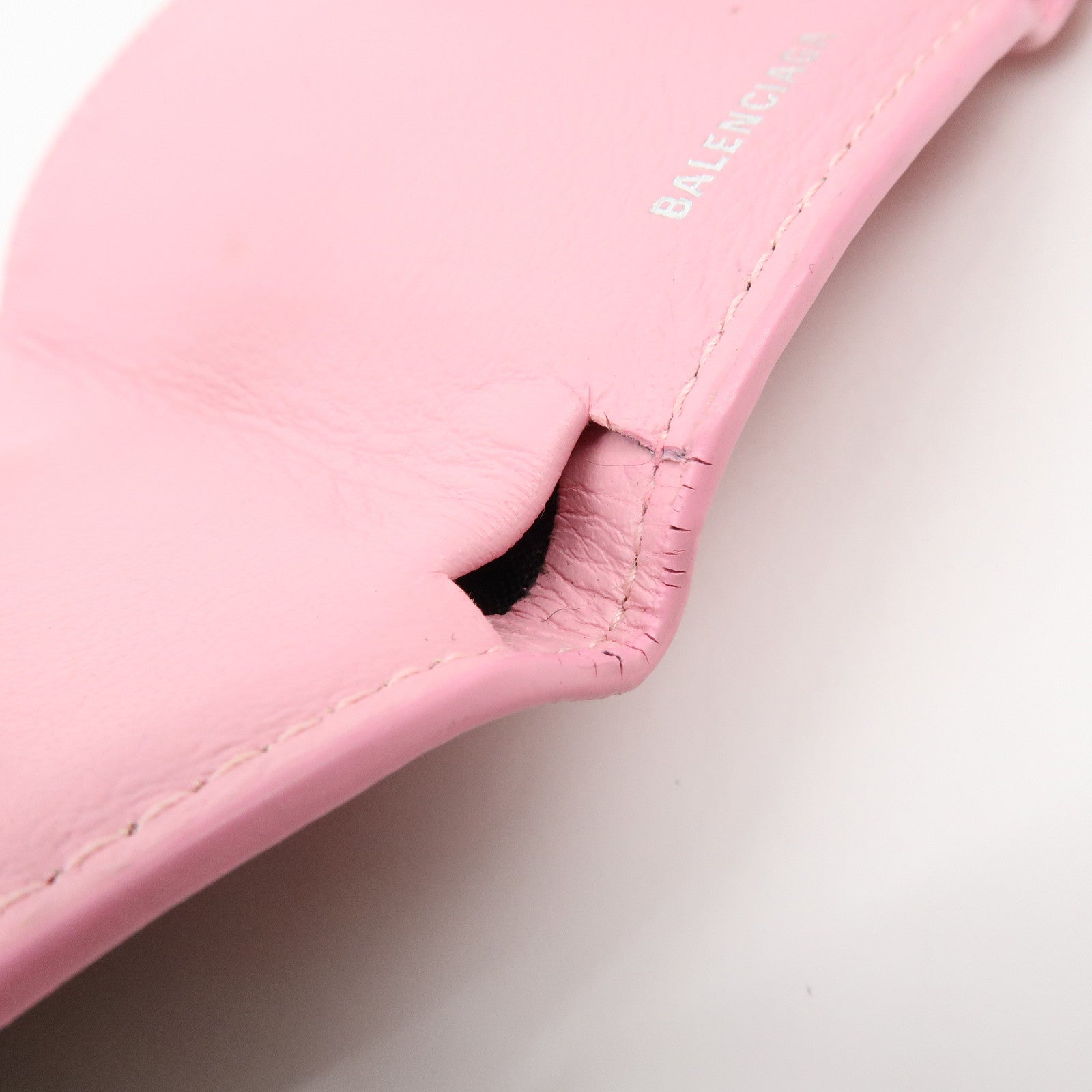 BALENCIAGA Leather Tri-fold Compact Wallet Pink 391446