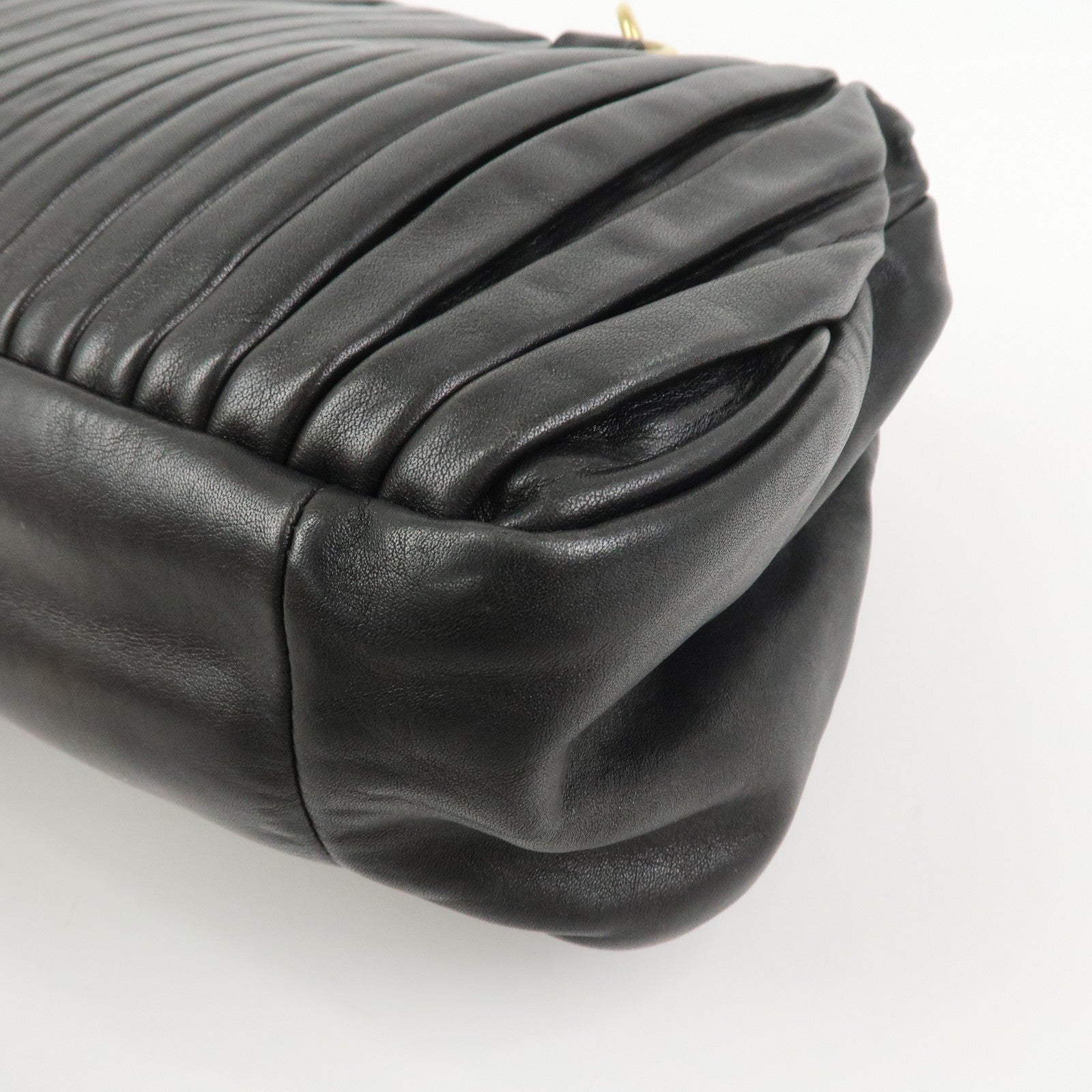 MIU MIU Leather 2Way Bag Hand Bag Shoulder Bag Black