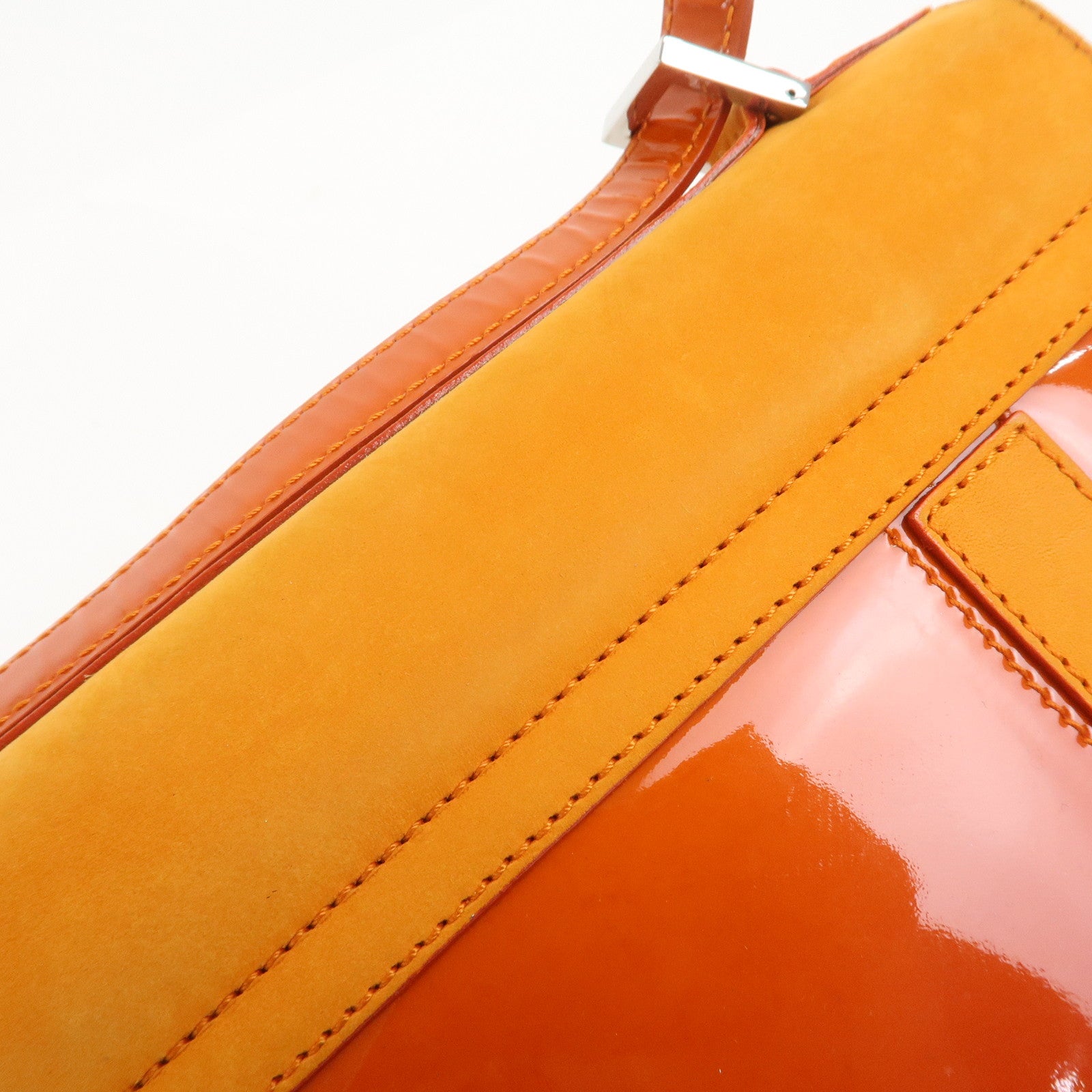 BVLGARI Patent Leather Shoulder Bag Hand Bag Orange