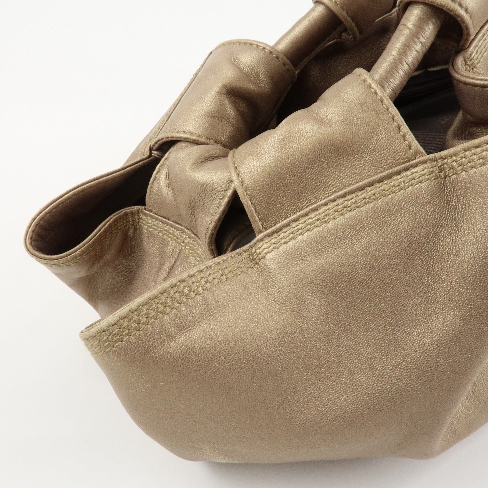 LOEWE Anagram Nappa Aire Leather Hand Bag Tote Bag Gold Used