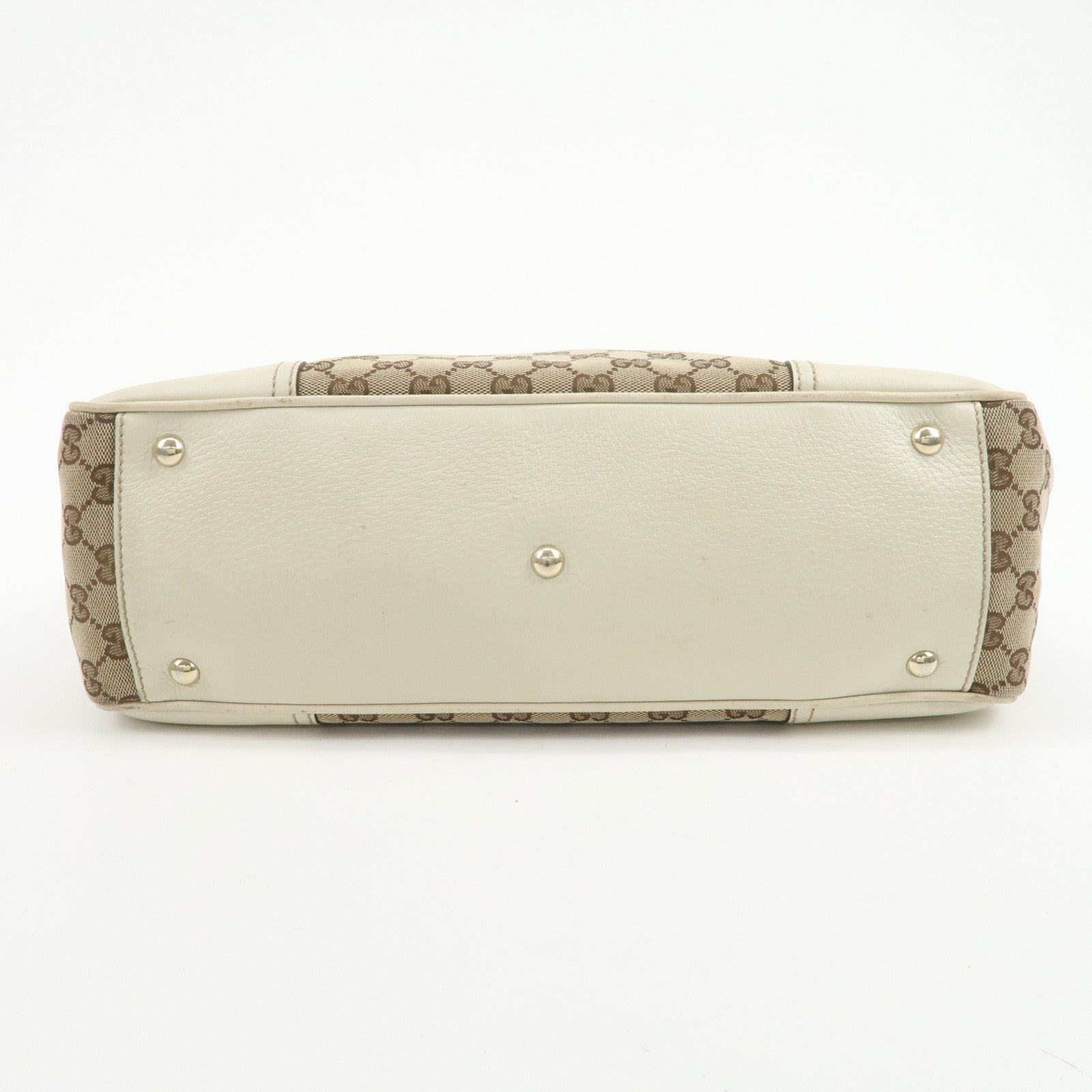 GUCCI Princy Sherry GG Canvas Leather Tote Bag Brown Ivory 177052