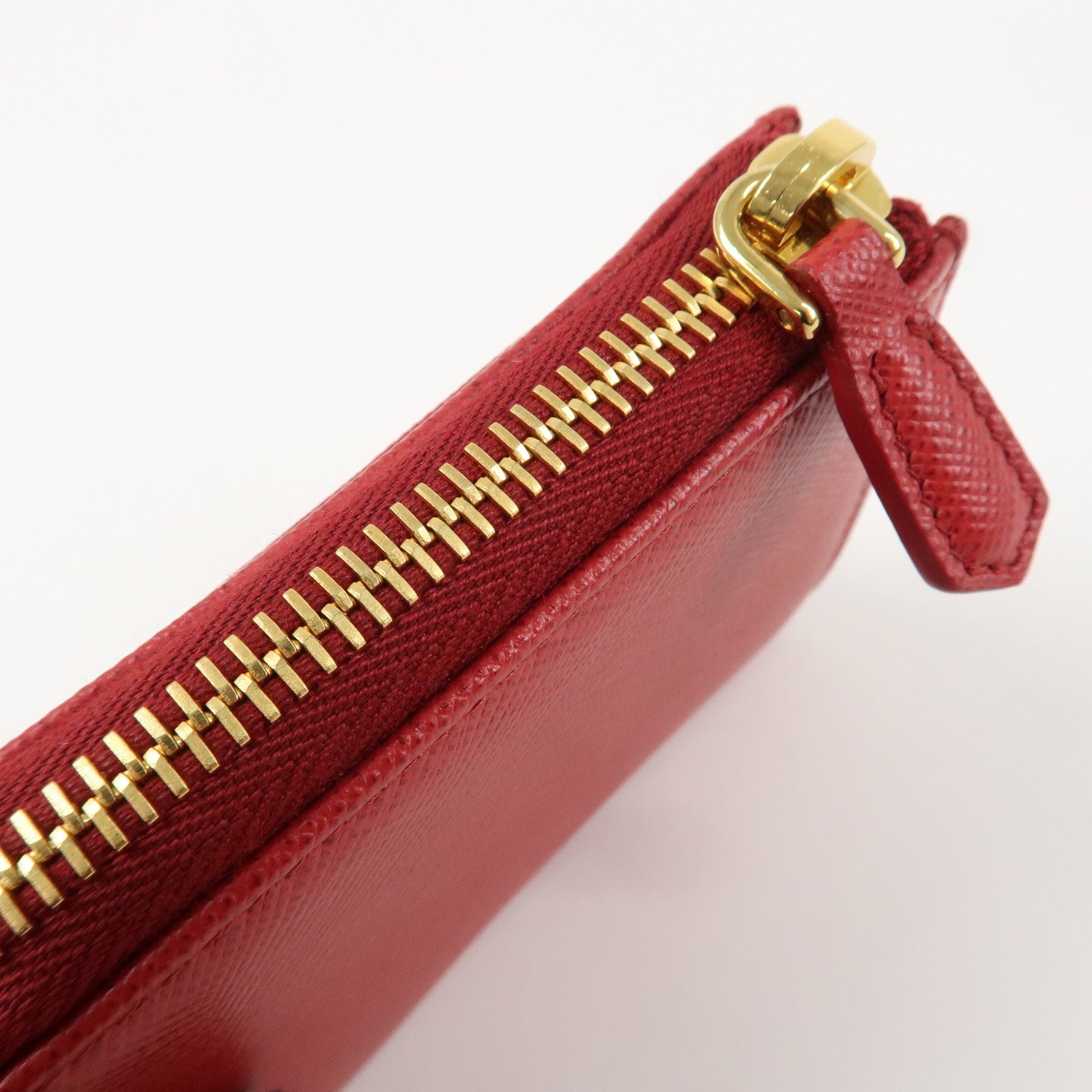 PRADA Leather Zippy Coin Case Red Gold Hardware 1ML025 Used