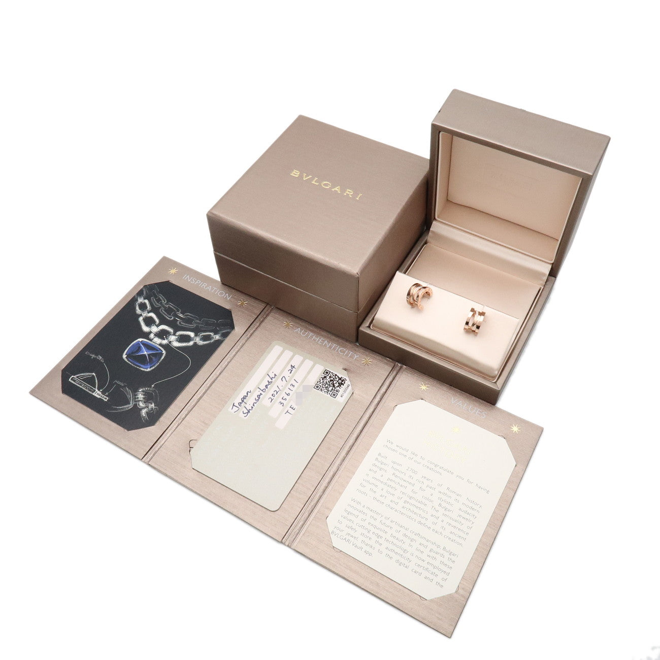 BVLGARI B-zero1 Hoop Earrings Diamond K18PG 750 Rose Gold