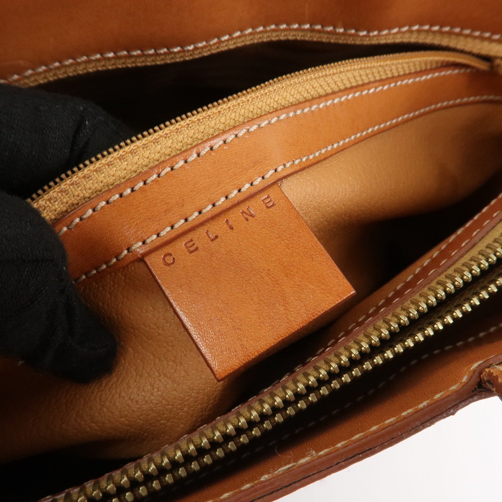 CELINE Macadam PVC Leather Hand Bag Tote Bag Brown