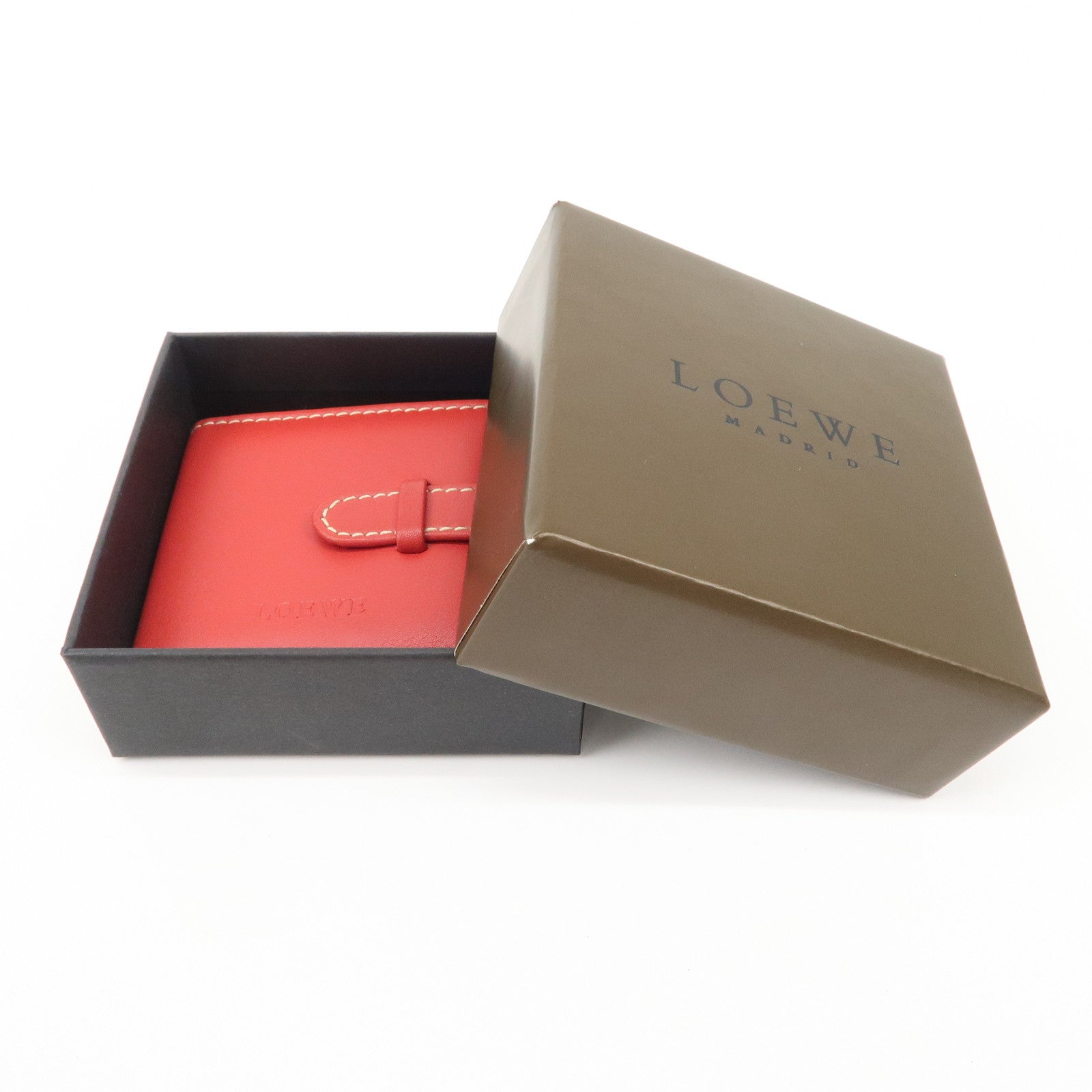 LOEWE Leather Tri-Fold Square Photo Case Red