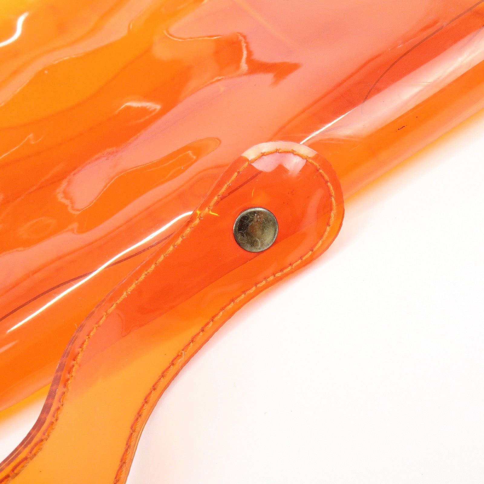 HERMES Kelly Vinyl Hand Bag Clear Orange