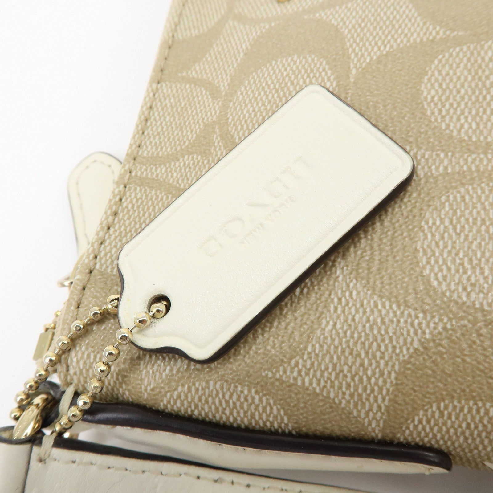 COACH Signature PVC Leather Shoulder Crossbody Bag Beige White