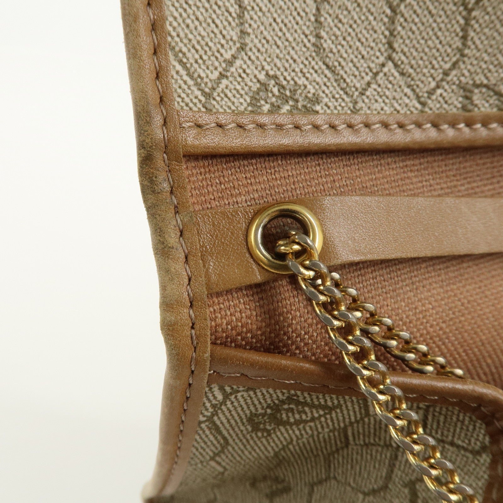 Christian Dior Honeycomb PVC Leather Chain Shoulder Bag Beige