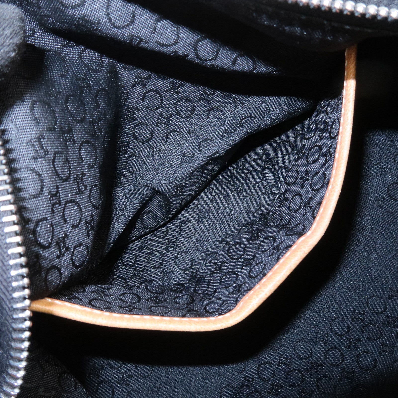 CELINE C Macadam Leather Suede Shoulder Bag Hand Bag Black Brown