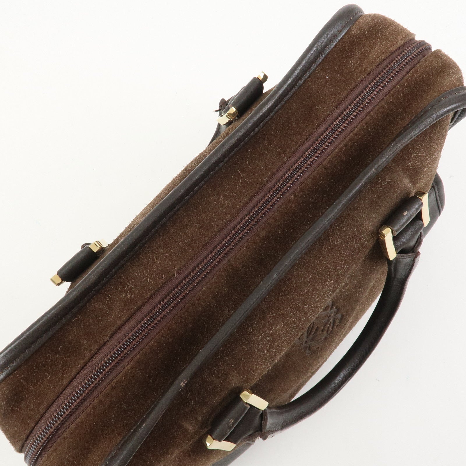 LOEWE Anagram Suede Leather Amazona 27 Hand Bag Brown