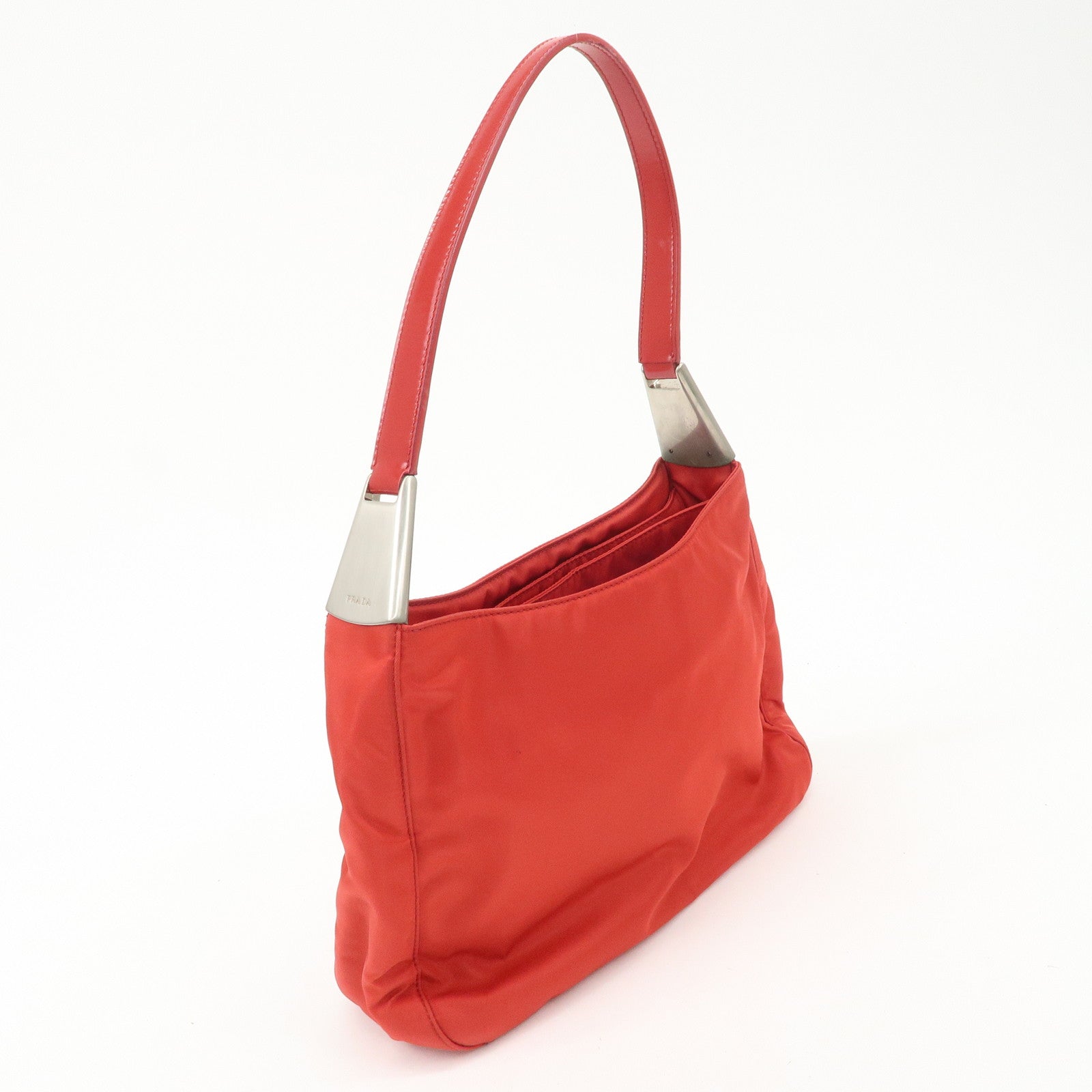 PRADA Nylon Patent Leather Shoulder Bag Red B8844