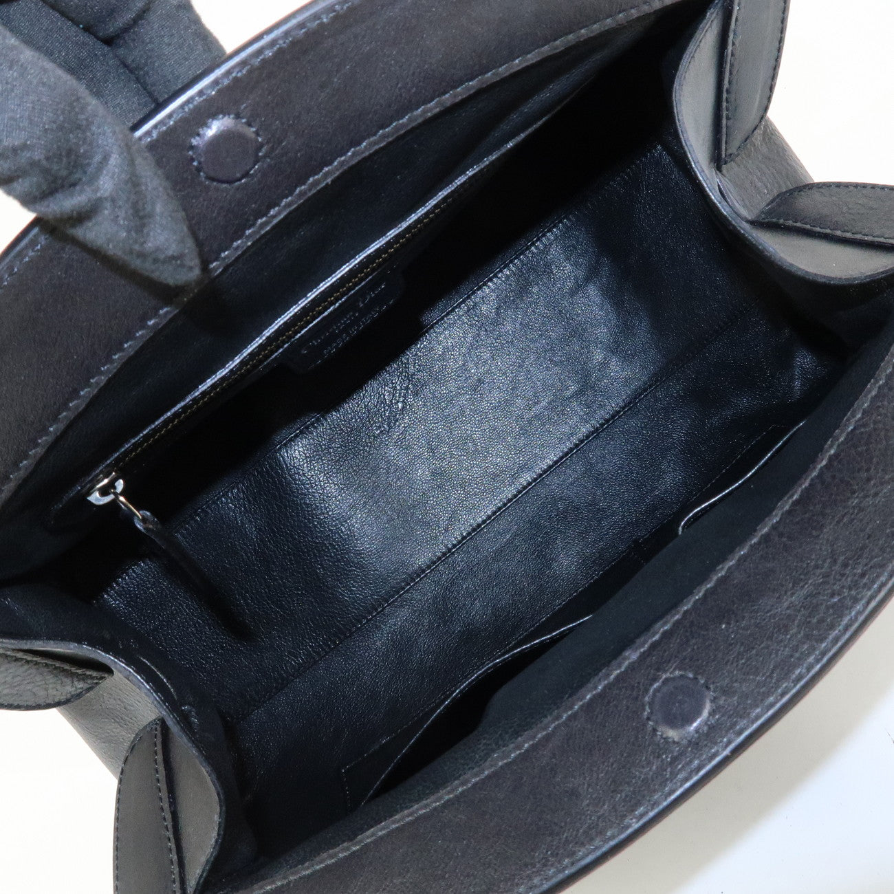 Christian Dior Logo Leather Hand Bag Shoulder Bag Black Silver