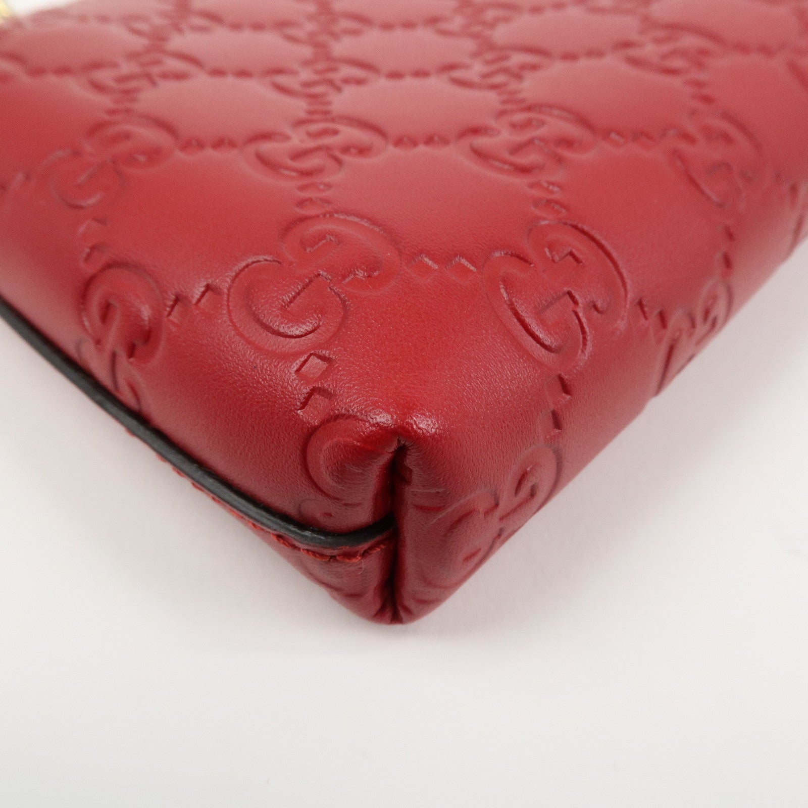 GUCCI Guccissima Leather Chain Shoulder Bag Pouch Red 428449