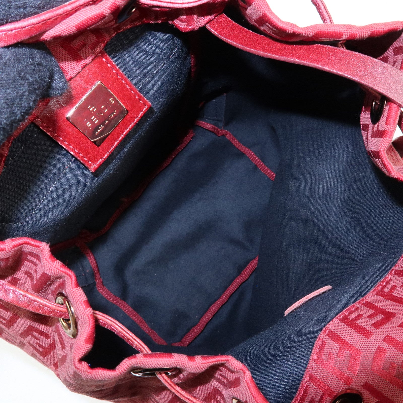 FENDI Zucchino Canvas Leather Backpack Rucksuck Red 8BZ001