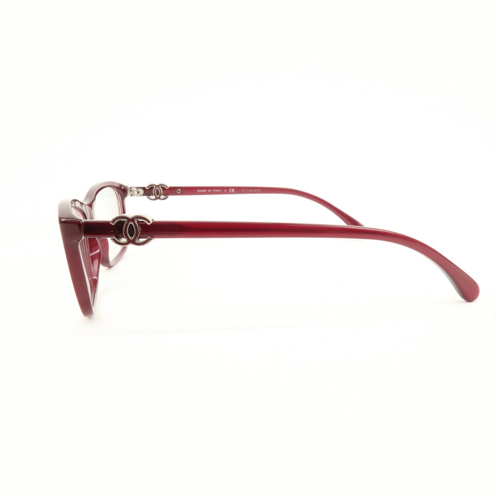 CHANEL COCO Mark Plastic Glasses Wine Red 3234 52□16 135