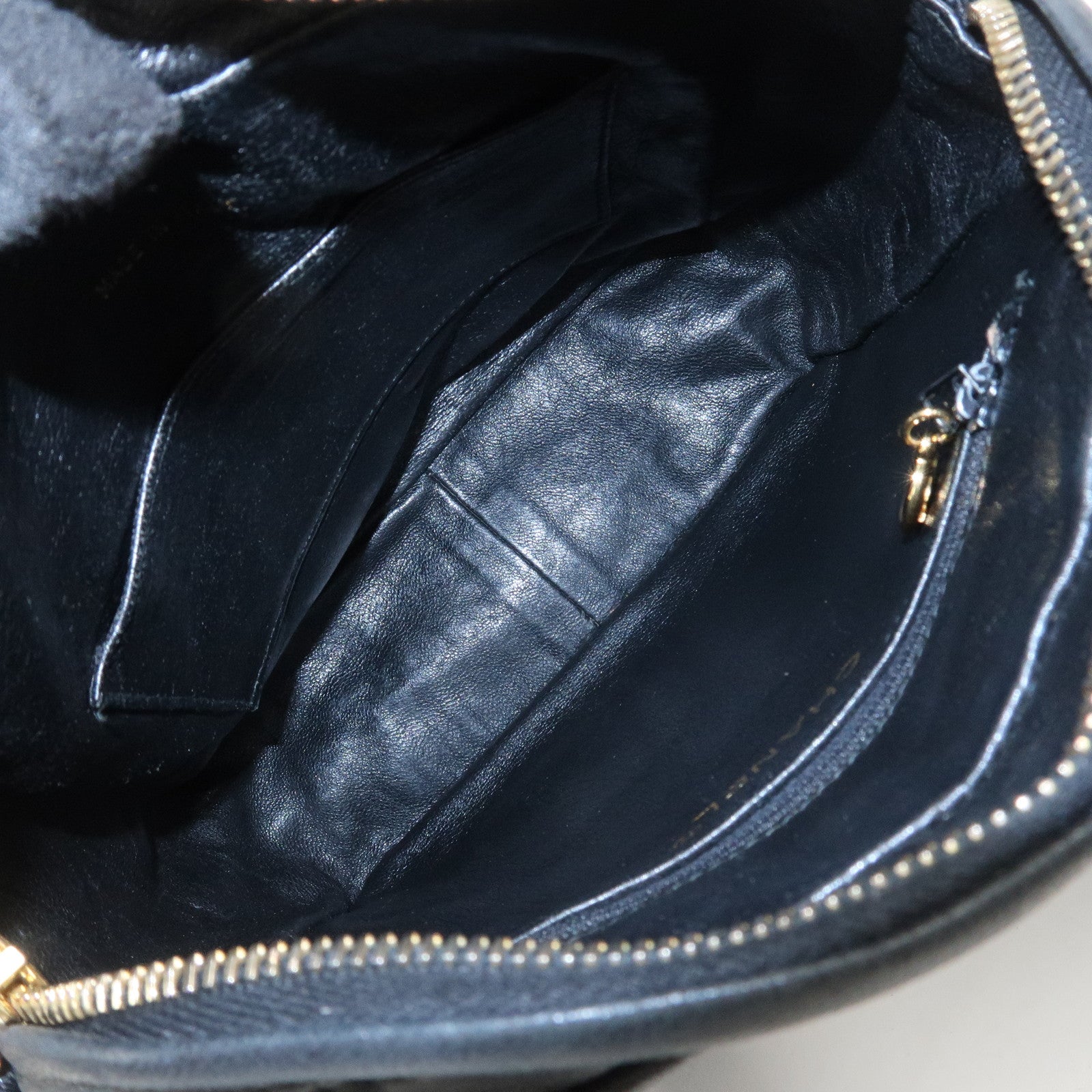 CHANEL Matelasse COCO Mark Lamb Skin Hand Bag Black