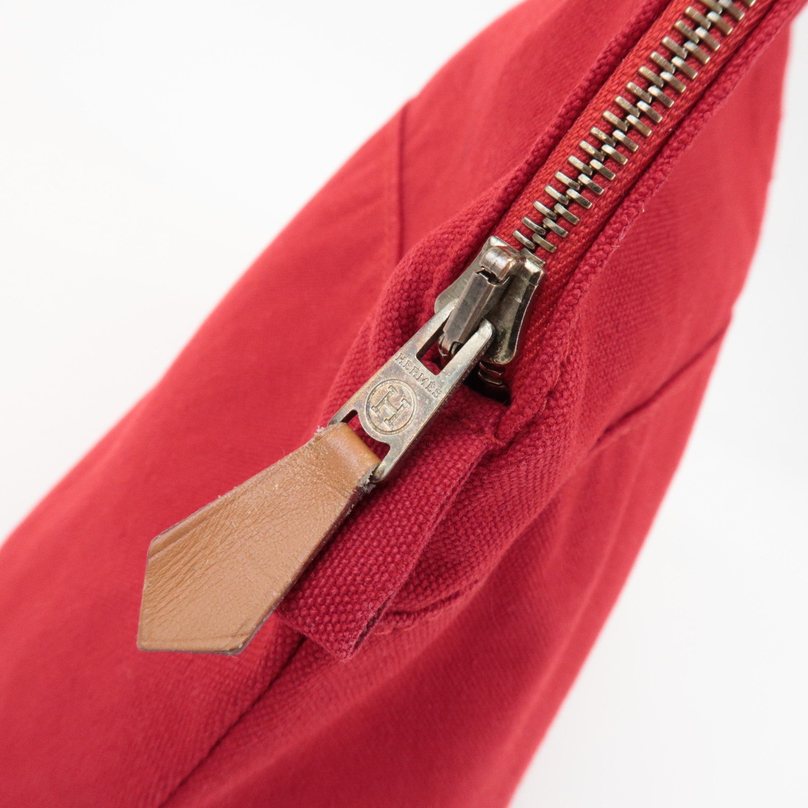 HERMES Bolide Toille H Leather Pouch GM Cosmetic Pouch Red