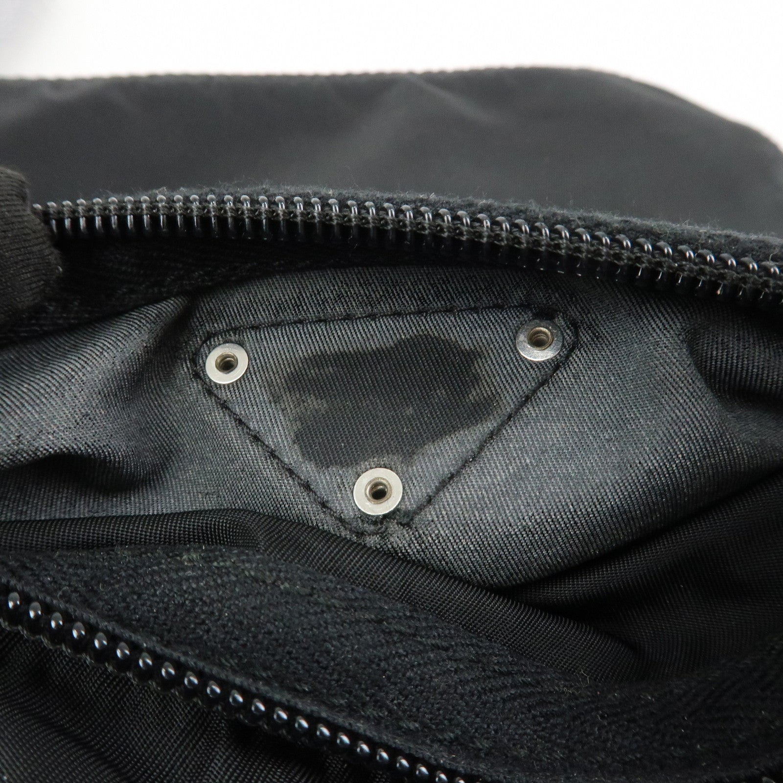 PRADA Triangle Logo Nylon Shoulder Bag Crossbody Bag Black BT7372