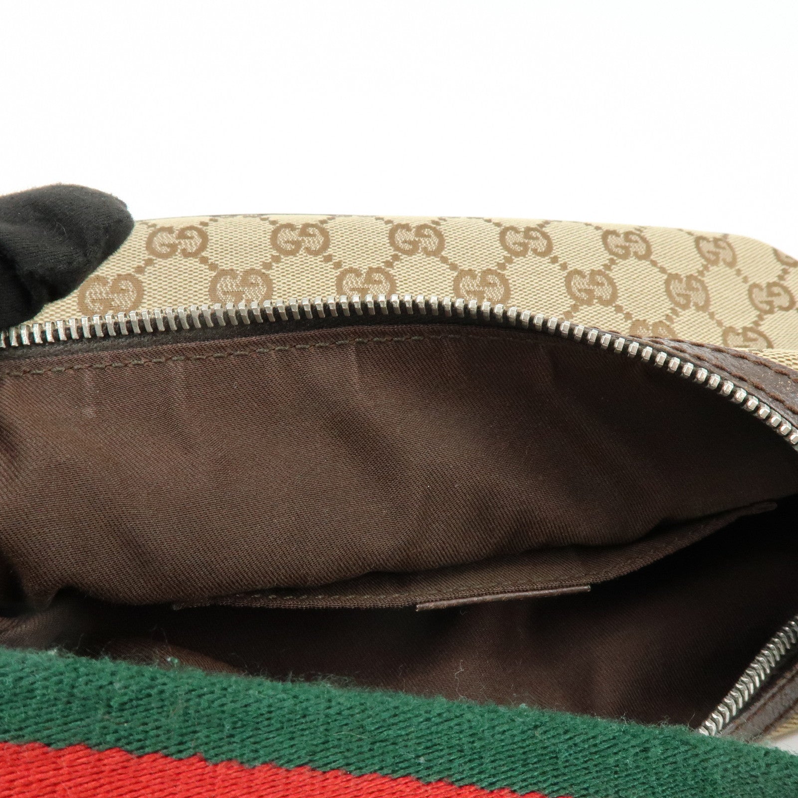 GUCCI Sherry Line GG Canvas Leather Hand Bag Beige Brown 145812