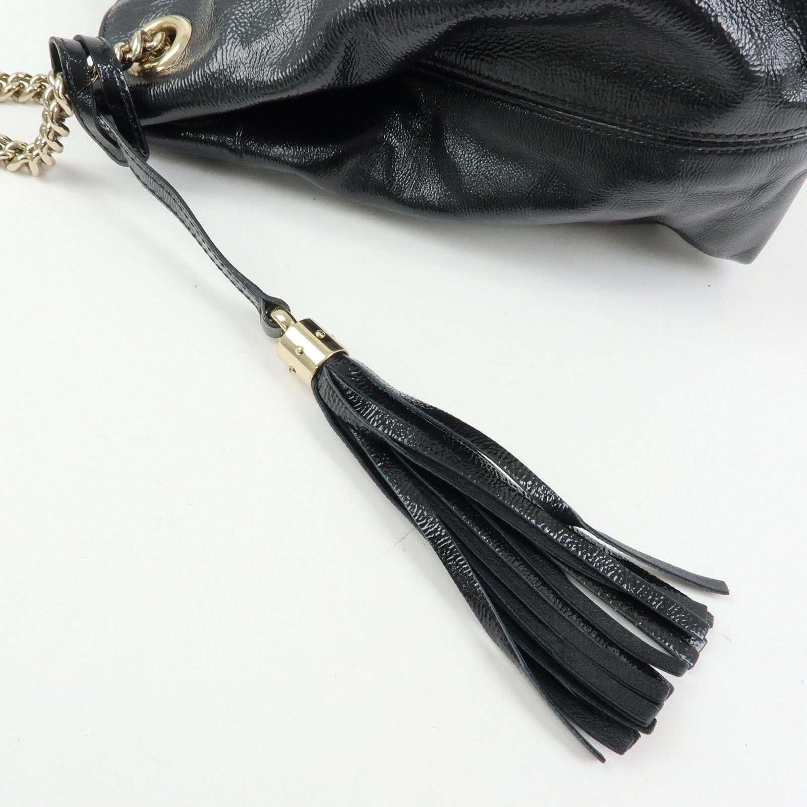 GUCCI SOHO Interlocking G Patent Leather Chain Shoulder Bag 308982