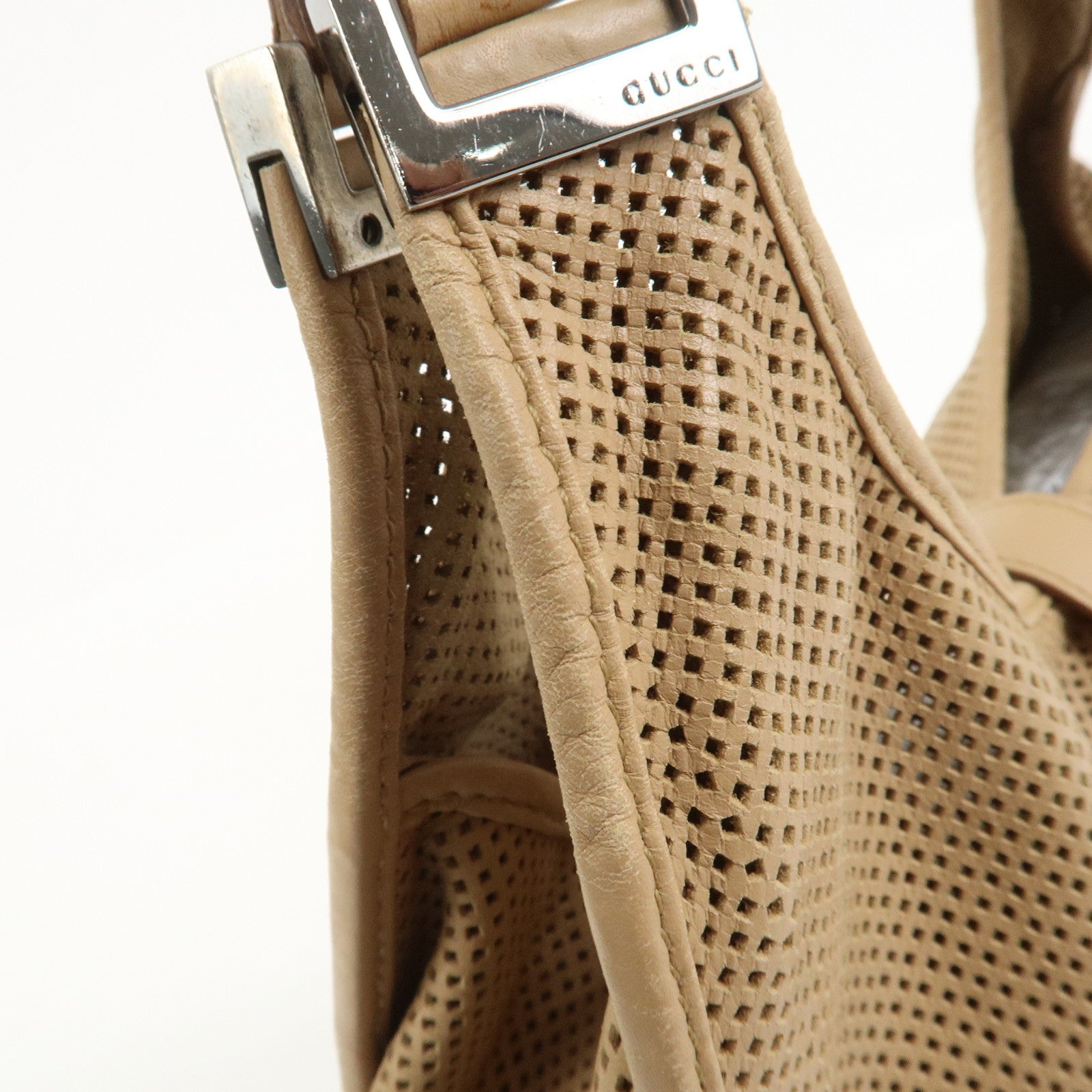 GUCCI Jackie Leather Shoulder Bag Hand Bag Beige 01719